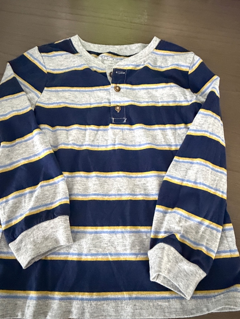 Carter's Navy, Gray and Yellow Striped Henley